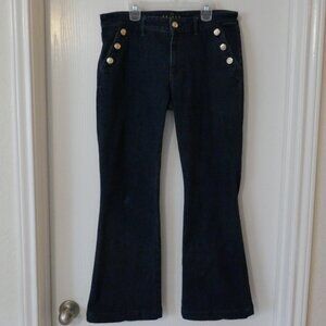 White House Black Market Skinny Flare Jeans Mid Rise Dark Blue Women’s Size 10